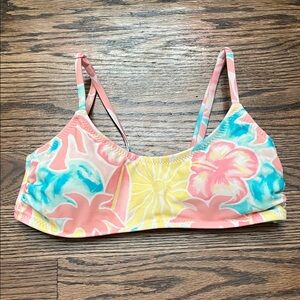 Pink Palm Puff Cleo Sherbet Swirl Bikini Top